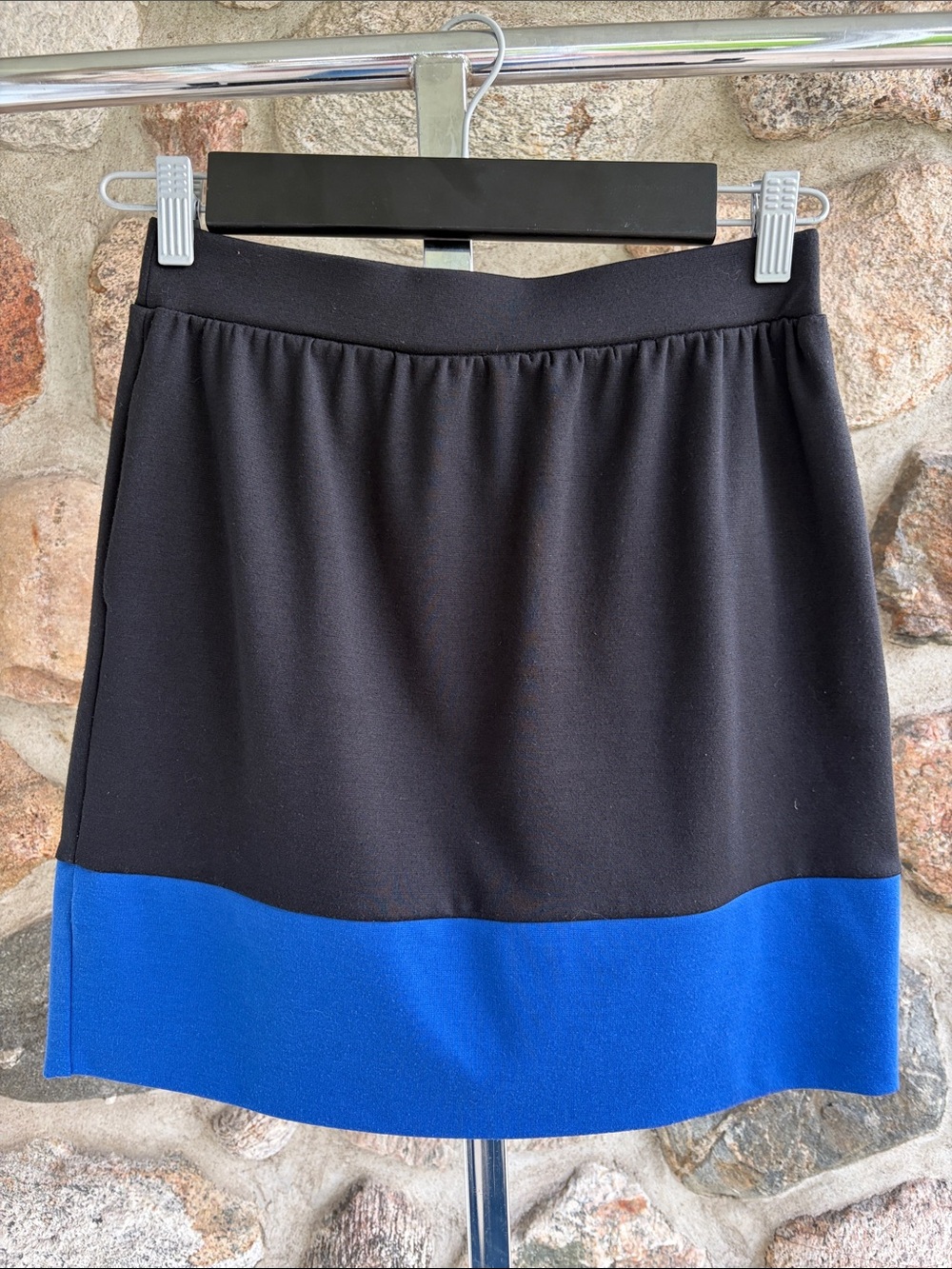 Love…ady Colorblock Mini Skirt — Black with Royal Blue Hem